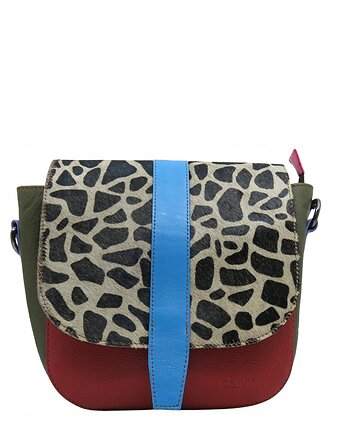 Torebka damska klasyczna skórzana regulowany pasek klapka wzór OLIVKA, Olivka Warsaw