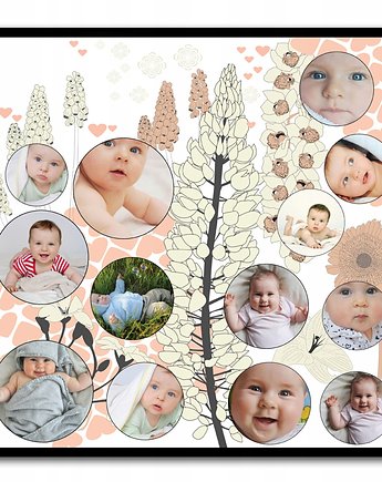 Personalizowany plakat z sercami i zdjęciami, Sowia Aleja