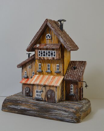 Ręcznie robiony drewniany domek dekoracyjny, oryginalna ozdoba do domu, Creative Craft Family R