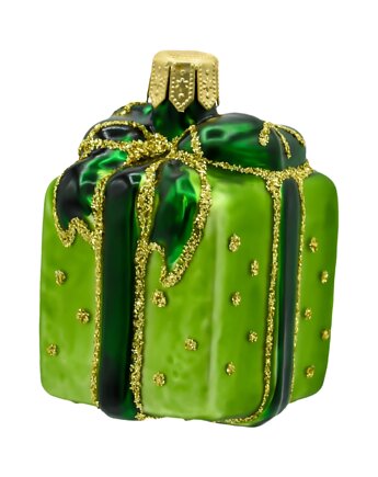 Bombka choinkowa: Prezent z kokardą: zielony, Syn Bombkarza