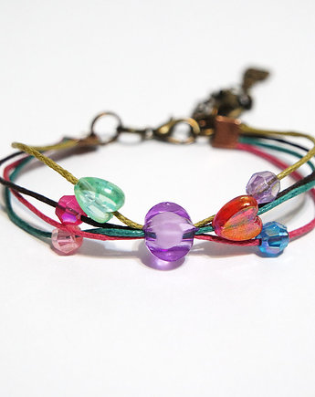 Bransoletka - Królik, fioletowy koralik - sznureczki, yenoo