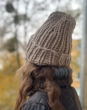 Zimowa czapka z wełny owczej i alpaki Lumi beżowa, Made by Jaga