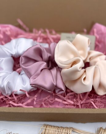 Zestaw satynowych scrunchies, wu handmade