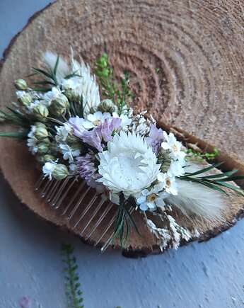 Mini grzebyk do włosów z suszonych kwiatów, Mudryk Viktoria Dried Flowers
