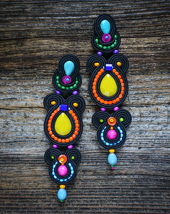 Długie etniczne kolczyki soutache, Mró Soutache