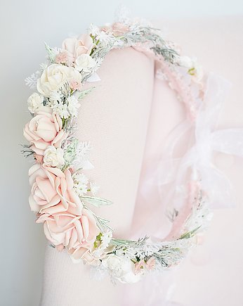 Wianek komunijny biel pudrowy róż, Petite Dame