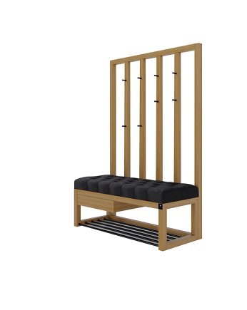 Ławka Szafka Pufa Pikowane Siedzisko Czarny Wieszak LPP-121, EMRA WOOD DESIGN