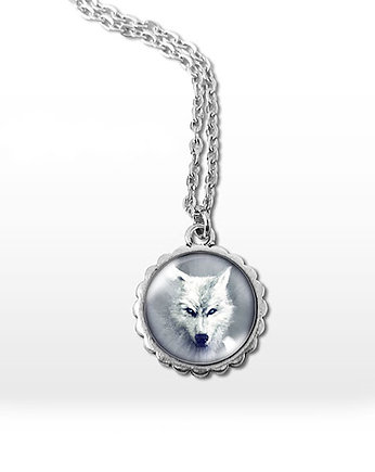 Medalion, naszyjnik - Biały wilk - mały, yenoo