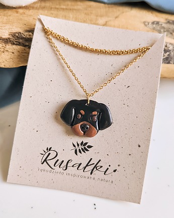 Naszyjnik wisiorek pies piesek czarny odpalany jamnik rottweiler rottwailer, Dary Rusałki