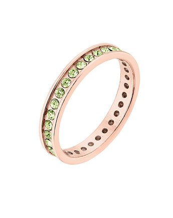 Obrączka z różowego złota z zielonymi kryształami Preciosa, SOTHO