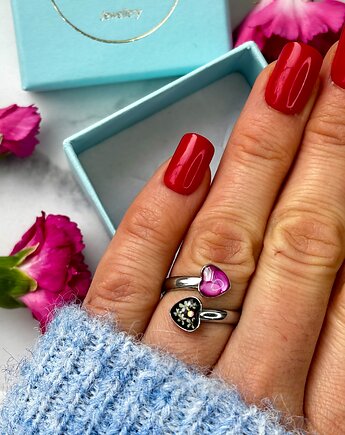 Pierścionek black and pink, Frant Art Jewellery