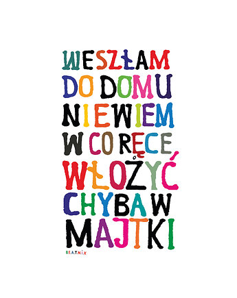 MAJTKI plakat dla Niej kolorowa typografia erotyczna Grafika dla Pani Domu, BEATNIK illustration