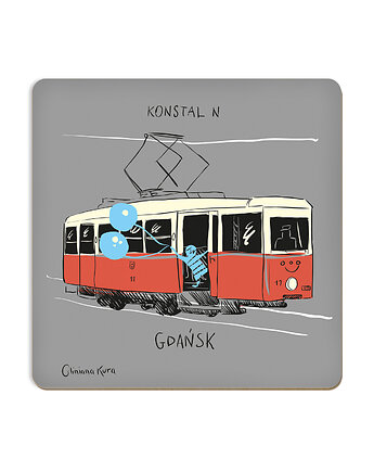 Podkładka pod kubek Gdańsk Tramwaj Konstal N, Gliniana Kura