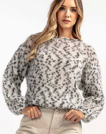 Sweter z wełny kid moher F1900 szary, FOBYA