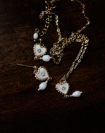 Naszyjnik AnnaLuiza, serduszko z perłą, Okruszek Biżuteria