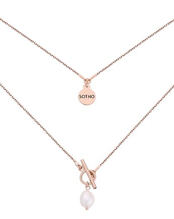 Naszyjnik z różowego złota z ozdobnym zapięciem i naturalną perłą, SOTHO
