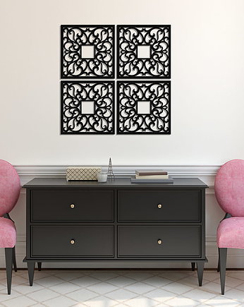 DEKORACYJNE PANELE AŻUROWE, ZESTAW 4 DEKORÓW ŚCIENNYCH CORNEILLE, SHABBY CHIC, ORNAMENTI