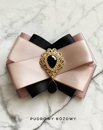 Brosza  z czarnym kryształkiem NEW, Pudrowy Różowy