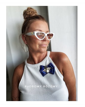 Granatowa Brosza z Owadem NOWOŚĆ, Pudrowy Różowy
