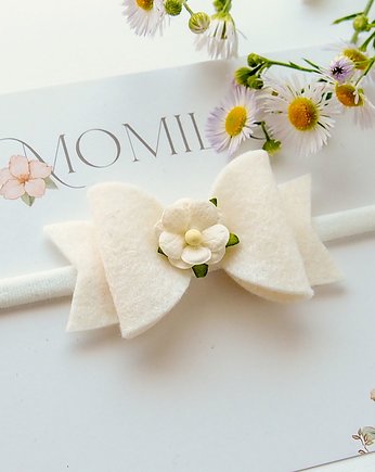 Opaska do włosów FLORAL BOW biała, Momilio