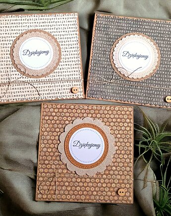 DZIĘKUJEMY : zestaw 3x kartka handmade :: PODZIĘKOWANIE : vintage II, kaktusia
