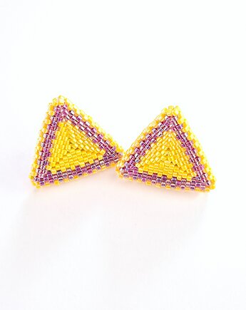 Kolczyki Trójkątne Sztyfty "Słoneczna Magenta", Bead Wonderful