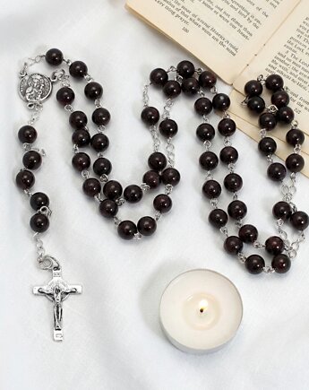 Ręcznie robiony tradycyjny różaniec srebrny, naturalny granat 6mm, srebro 925, Yamira Art Studio