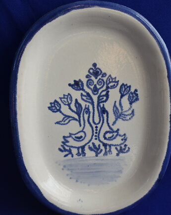 Półmisek ceramiczny rustykalny, Kobaltowa Sroka