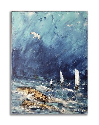Obraz ręcznie malowany "Żagle" 30x40 cm, Galeria Alma