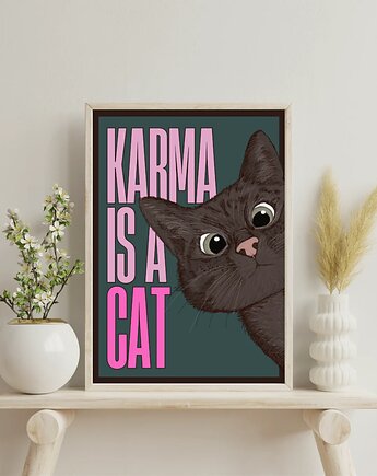 Plakat z kotem Karma is a cat, GG STORE