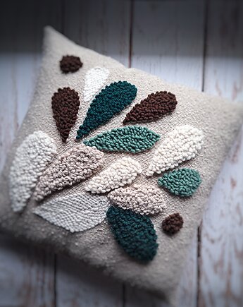 Nowość! Poduszka dekoracyjna Boho beżowa naturalna, PUCHAKI