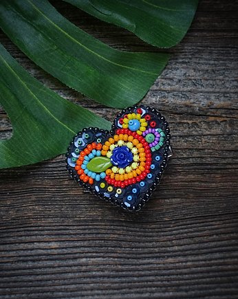 Kolekcja Frida - spinka kolorowe serce Fridy, Mró Soutache
