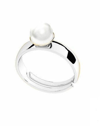 Srebrny, regulowany  pierścionek z perełką-różne kolory, ISSI Jewelry