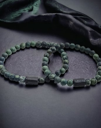 KOMPLET dla PARY : jaspis & turmalin : ochronne bransoletki, kaktusia