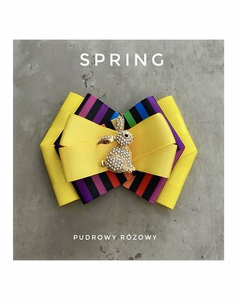 Brosza  Wielkanocna z Zajączkiem WIOSNA, Pudrowy Różowy
