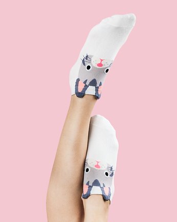 Skarpetki damskie Kotek - białe, CandySox
