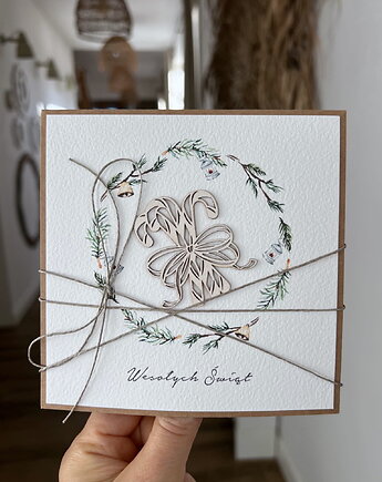 Kartka świąteczna ręcznie robiona na Boże Narodzenie Wesołych Świąt, sorte