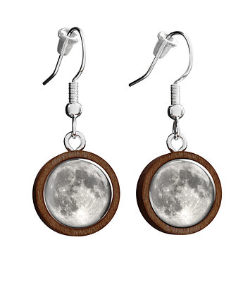 Kolczyki drewniane - Księżyc - wiszące, yenoo