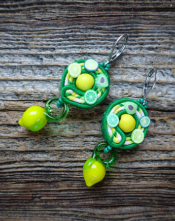 Cytrusowe  letnie kolczyki soutache, Mró Soutache