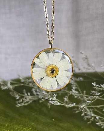 Wieczny kwiat stokrotka wisiorek zawieszka złota, zkwiatem