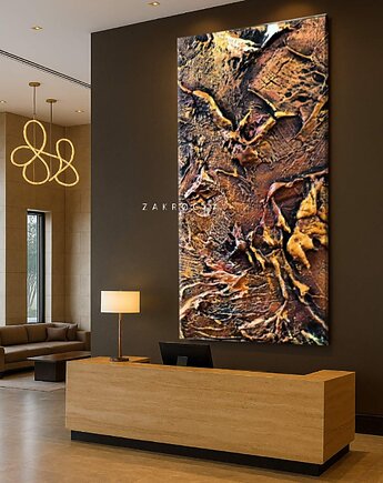 Obrazy do salonu -  metaliczny płaskorzeźba 80x160cm, art and texture