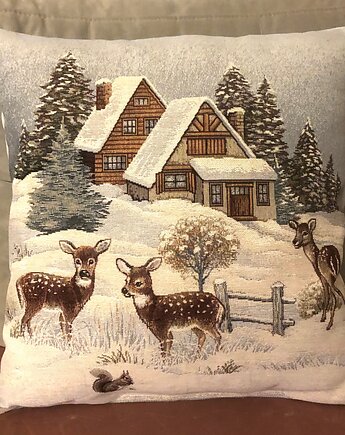 Poduszka gobelinowa ozdobna gwiazdkowa z sarenkami, MOJAMAJA