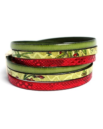 Bransoletka rzemienie Fun limonkowo-czerwona, Kociokwik Jewelry