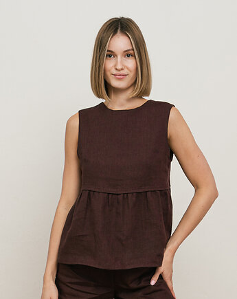 Bluzka lniana czekoladowa, cisza kolektyw