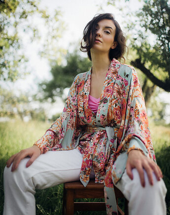 Kimono Flower Turkus SHORT, Hippie and Bloom