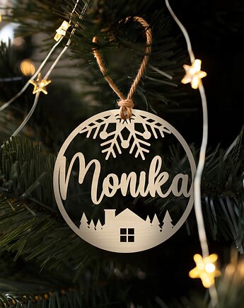 Bombki drewniane z IMIENIEM 1SZT Personalizowana na choinkę Święta Prezent, smxdsgn