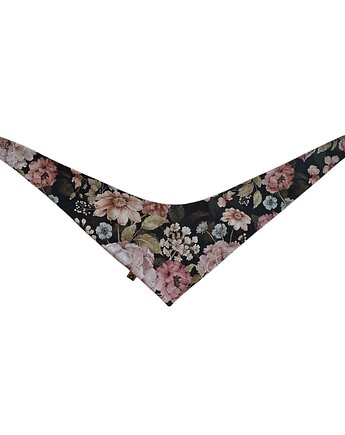 Bandana, chusta, apaszka dla psa, jamnika zapinana na nap Kwiaty na czarnym tle, Psia szafa