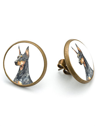 Kolczyki sztyfty DOBERMAN rasowy pies, laluv