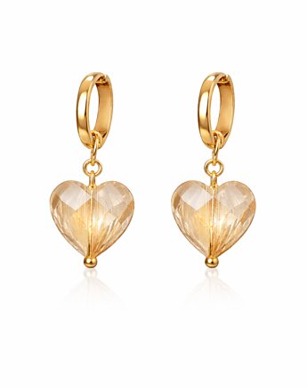 Kolczyki CHAMPAIGNE HEARTS- srebro 925 złocone 24K, Swarovski, ISSI Jewelry