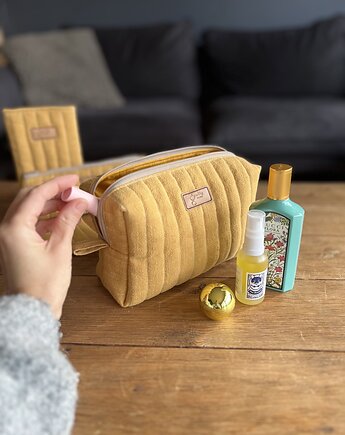 Lniana kosmetyczka box - musztarda, gucialoveskids